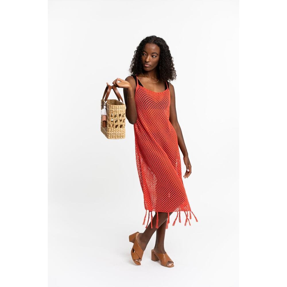 Gyal Bashy Kingston Hand Woven Rattan Tote, Genuine Leather Handles, OS, NWT!